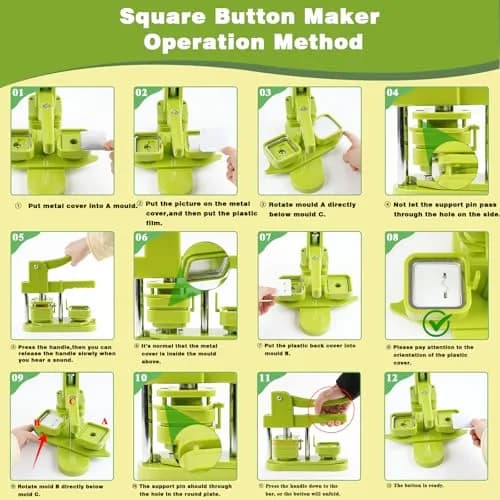 MK.Bear Square Button Maker Machine 50mm | DIY Badge Pin Press with Supplies thumbnail 4