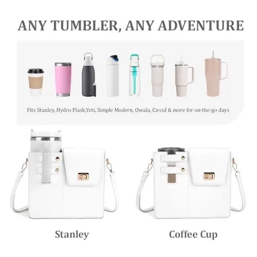 BBIQI Crossbody Water Bottle Purse for 40oz Tumbler Waterproof Faux Leather Adjustable Strap thumbnail 3