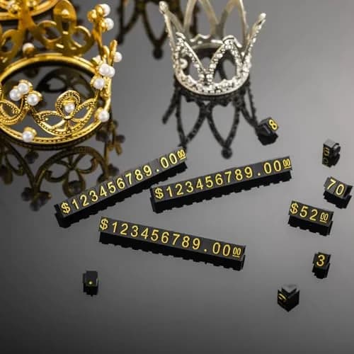 Qunclay 50 Sets Price Display Cubes with Gold Numbers & Black Bases | Adjustable Retail Pricing Tags thumbnail 4