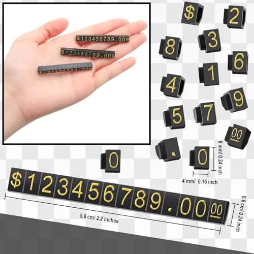 Qunclay 50 Sets Price Display Cubes with Gold Numbers & Black Bases | Adjustable Retail Pricing Tags thumbnail 6