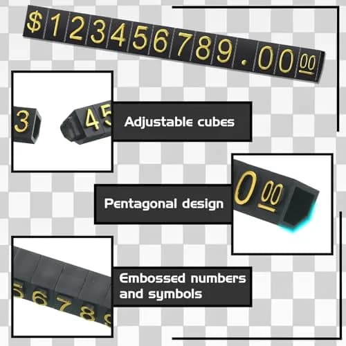 Qunclay 50 Sets Price Display Cubes with Gold Numbers & Black Bases | Adjustable Retail Pricing Tags thumbnail 7
