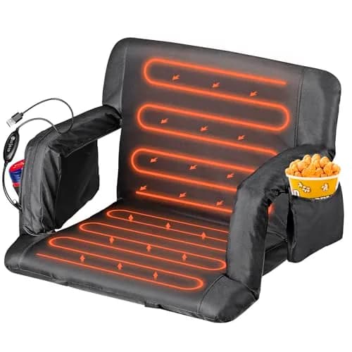 ZENY Heated Stadium Seat for Bleacher with Back Support 25 Inch | Cushioned, Heated, Armrests thumbnail 1