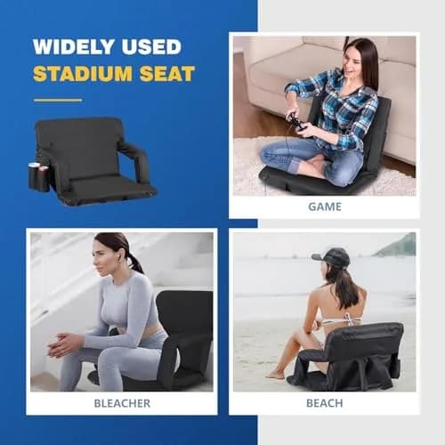 ZENY Heated Stadium Seat for Bleacher with Back Support 25 Inch | Cushioned, Heated, Armrests thumbnail 7