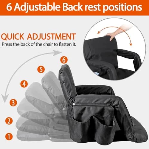 ZENY Heated Stadium Seat for Bleacher with Back Support 25 Inch | Cushioned, Heated, Armrests thumbnail 2