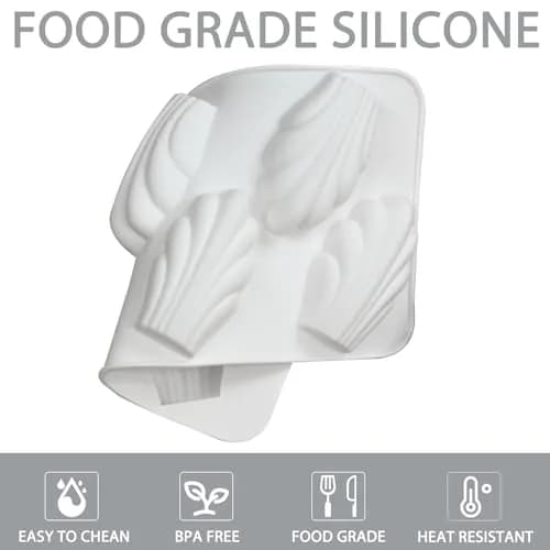 Fchil Silicone Madeleine Mold Pan Set of 2, Shell Shape Baking | 16 Cavities (8 per Mold) - 22.3 x 11.8 cm thumbnail 9
