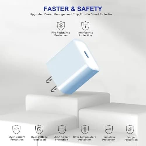 DelTucci 3Pack USB C Wall Chargers 20W | Fast Charging for iPhone & Android thumbnail 4
