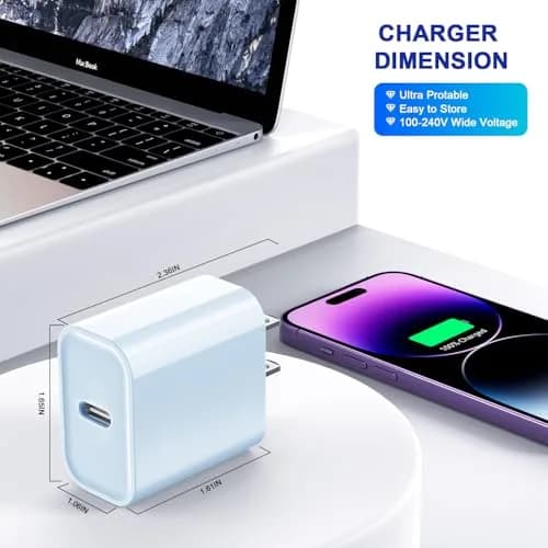DelTucci 3Pack USB C Wall Chargers 20W | Fast Charging for iPhone & Android thumbnail 5