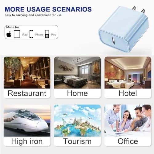 DelTucci 3Pack USB C Wall Chargers 20W | Fast Charging for iPhone & Android thumbnail 7