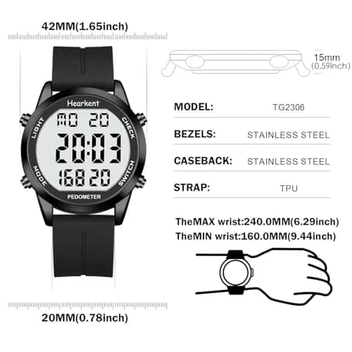 Hearkent Pedometer Watch for Walking for Senior Step Counter Watch | Simple, Waterproof & Large Display thumbnail 7