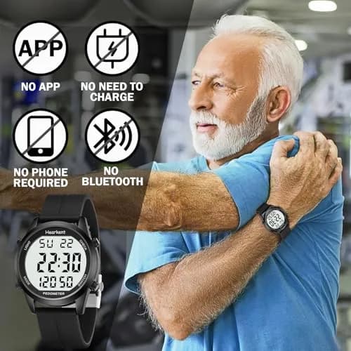 Hearkent Pedometer Watch for Walking for Senior Step Counter Watch | Simple, Waterproof & Large Display thumbnail 3