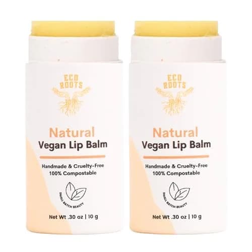 ECO ROOTS Natural Lip Balm 2 Pack | Organic Vegan Lip Moisturizer with Compostable Packaging (60g) thumbnail 1