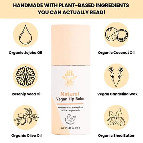 ECO ROOTS Natural Lip Balm 2 Pack | Organic Vegan Lip Moisturizer with Compostable Packaging (60g) thumbnail 2