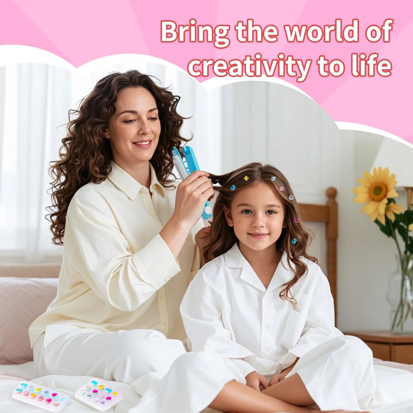 kidzkube Hair Gem Stamper Kit with Reusable Diamonds | Fun & Easy Hair Bling for Girls - view 2