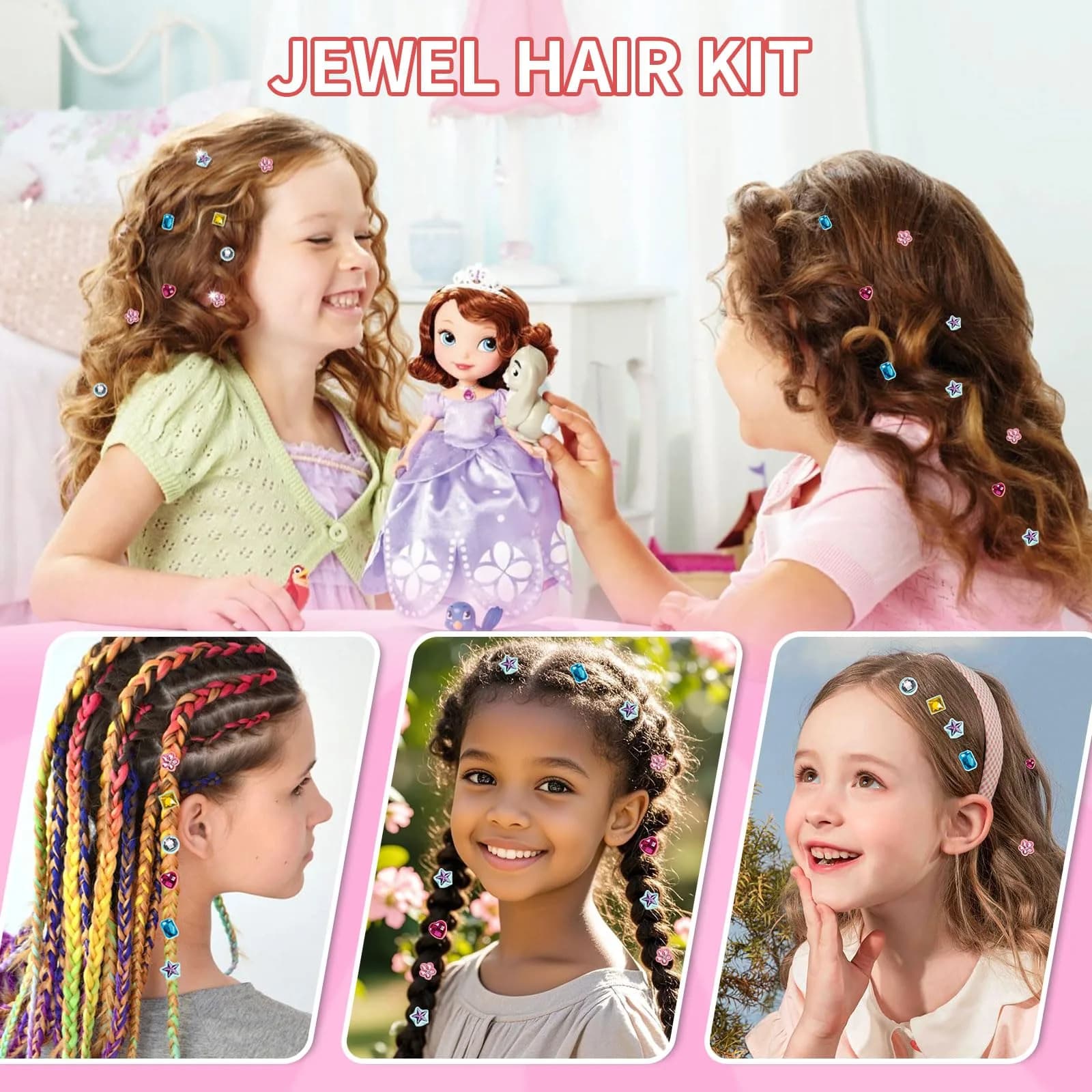 kidzkube Hair Gem Stamper Kit with Reusable Diamonds | Fun & Easy Hair Bling for Girls - view 5