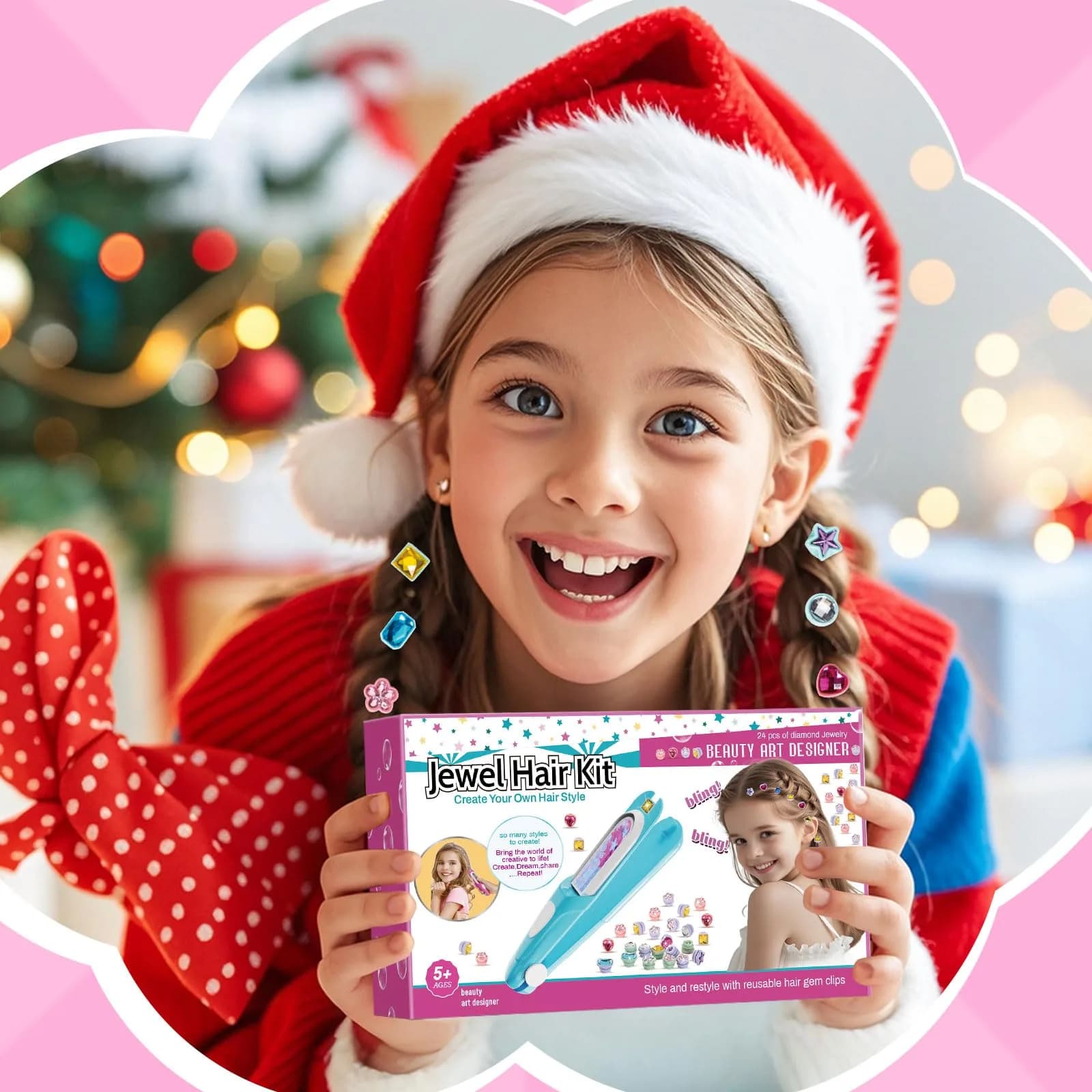kidzkube Hair Gem Stamper Kit with Reusable Diamonds | Fun & Easy Hair Bling for Girls - view 7