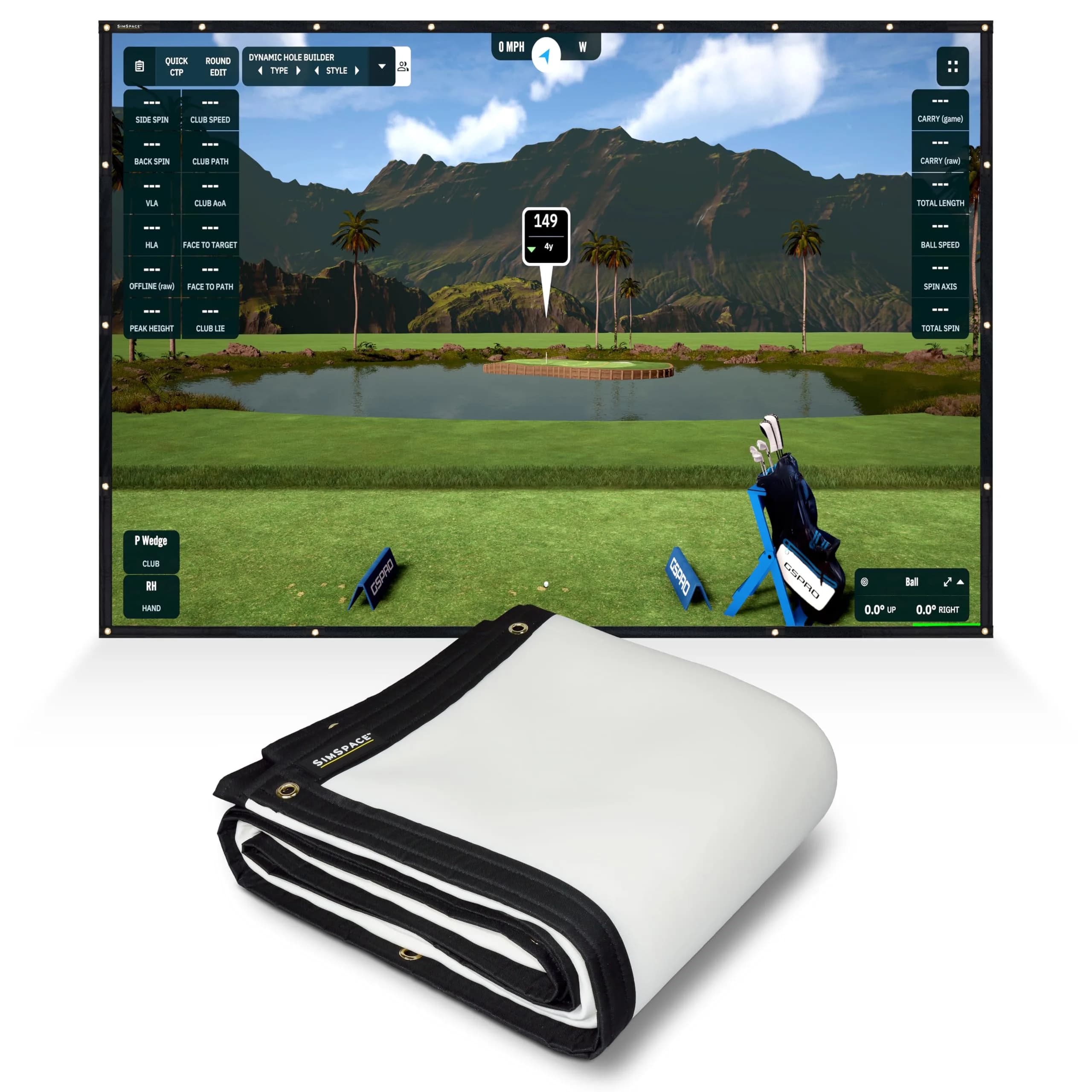 SimSpace Platinum Golf Impact Screen - Projector Screen for Home, 4 Layer Impact-Resistant Foam, Noise Reduction, Ultra 4K HD, 3 x 3 m — 3 x 3 m / Platinum Impact Screen