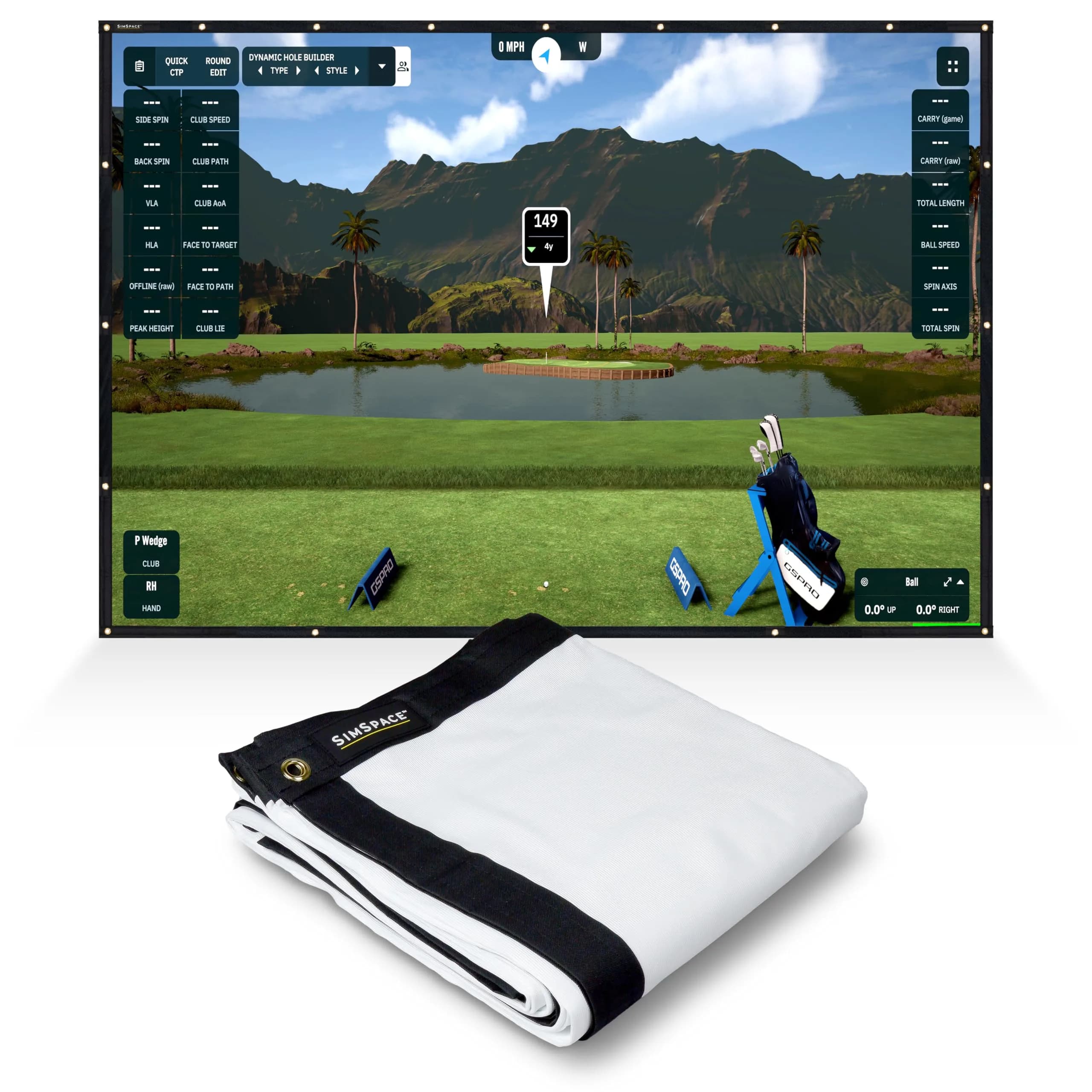 SimSpace Platinum Golf Impact Screen - Projector Screen for Home, 4 Layer Impact-Resistant Foam, Noise Reduction, Ultra 4K HD, 3 x 3 m — White / 3.3 x 3 m