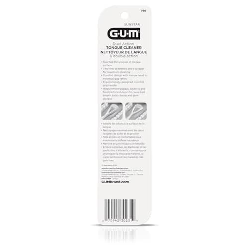 GUM Dual Action Tongue Cleaner Brush/Scraper 3 Count | Fights Bad Breath & Removes Plaque thumbnail 6