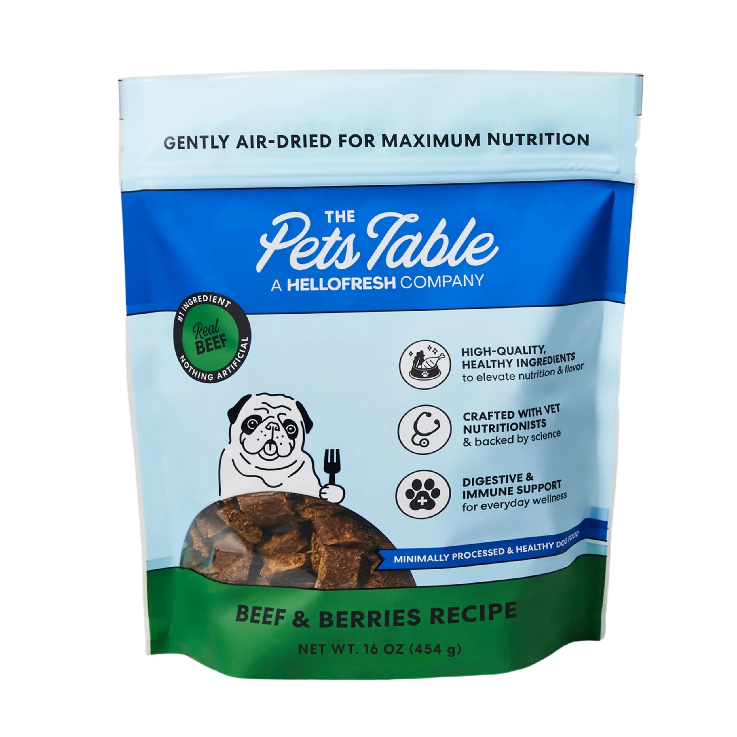 The Pets Table Air Dried Dog Food, Beef & Berries, 1 lb (16 Oz) | Grain-Free, High-Protein, Wholesome Nutrition