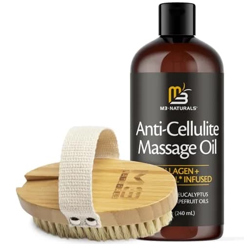 M3 Naturals Anti-Cellulite Massage Oil & Firm Dry Body Brush Kit 237ml (8 fl oz) | FDA Approved & Cruelty-Free thumbnail 2