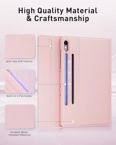 TUNKARMOR Keyboard Case for Samsung Galaxy Tab S10 Ultra S9 Ultra S8 Ultra 14.6 inch | Detachable Bluetooth Keyboard & Mouse, Pen Slot, Pink thumbnail 8