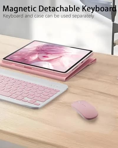 TUNKARMOR Keyboard Case for Samsung Galaxy Tab S10 Ultra S9 Ultra S8 Ultra 14.6 inch | Detachable Bluetooth Keyboard & Mouse, Pen Slot, Pink thumbnail 9