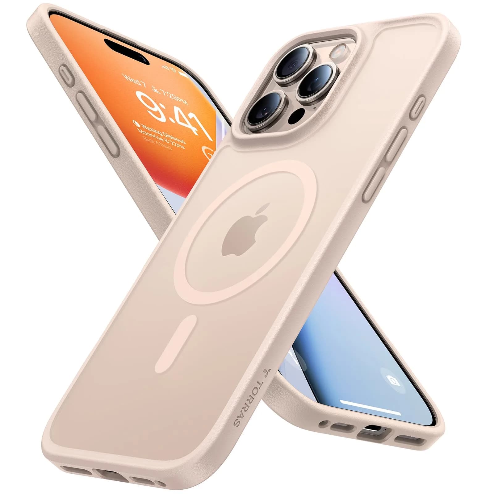 TORRAS Magnetic Shockproof Case for iPhone 16 Pro Max, Desert Titanium White | Military-Grade Drop Tested — Desert Titanium White