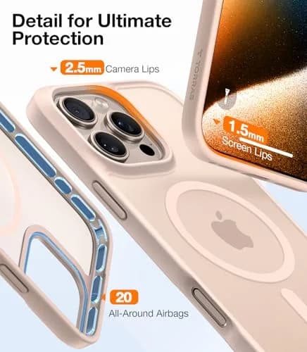 TORRAS Magnetic Shockproof Case for iPhone 16 Pro Max, Desert Titanium White | Military-Grade Drop Tested thumbnail 8