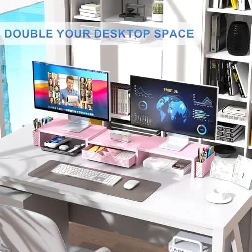 gianotter Dual Monitor Stand Riser With Drawer & Pen Holders, 40.6cm (15.98in) | USPTO Patented Metal Construction thumbnail 5