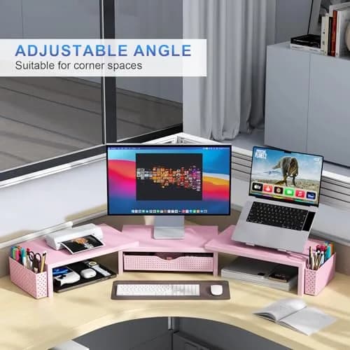 gianotter Dual Monitor Stand Riser With Drawer & Pen Holders, 40.6cm (15.98in) | USPTO Patented Metal Construction thumbnail 3