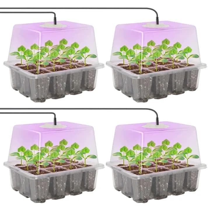 MIXC 4 Pack Seed Starter Kit with Grow Light, Humidity Dome, Transparent | Indoor Plant Germination thumbnail 2