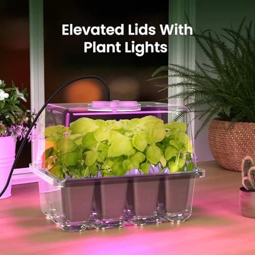 MIXC 4 Pack Seed Starter Kit with Grow Light, Humidity Dome, Transparent | Indoor Plant Germination thumbnail 9