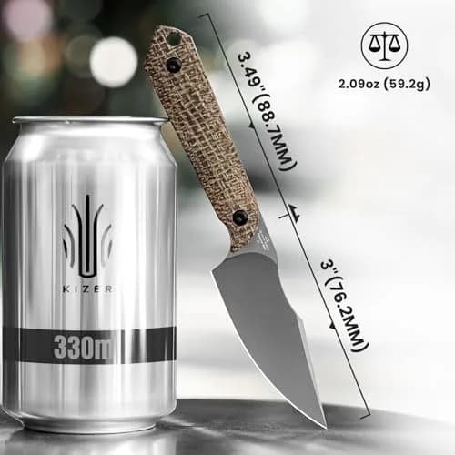 Kizer Mini Harpoon Fixed Blade Knife with Sheath, 3V Blade for Hunting & EDC | Compact & Durable thumbnail 5