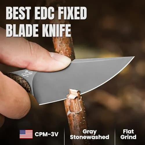Kizer Mini Harpoon Fixed Blade Knife with Sheath, 3V Blade for Hunting & EDC | Compact & Durable thumbnail 2