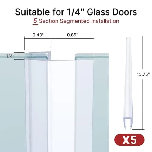 AmazerBath Shower Door Side Seal Strip 78.75 inches (199.9 cm) | Prevents Water Leaks thumbnail 5