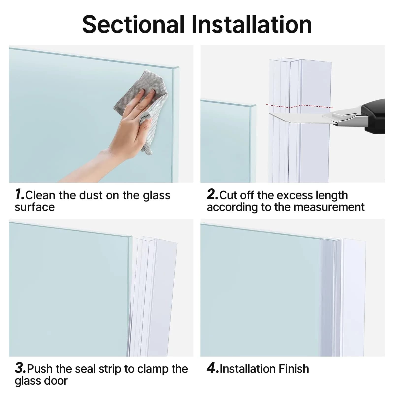 AmazerBath Shower Door Side Seal Strip 78.75 inches (199.9 cm) | Prevents Water Leaks - view 3