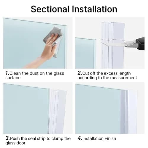 AmazerBath Shower Door Side Seal Strip 78.75 inches (199.9 cm) | Prevents Water Leaks thumbnail 3