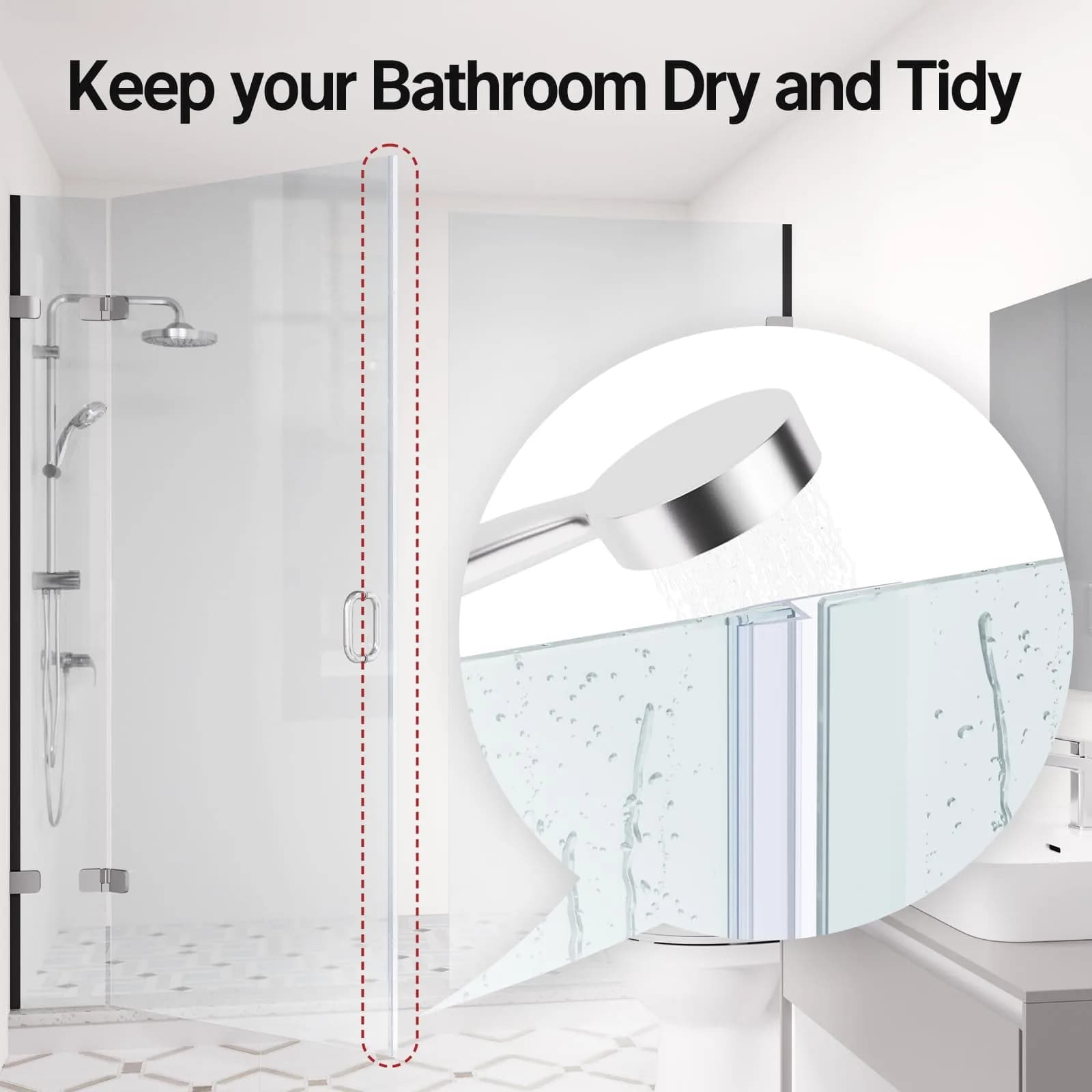 AmazerBath Shower Door Side Seal Strip 78.75 inches (199.9 cm) | Prevents Water Leaks - view 4