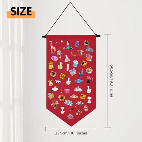 Winmany Enamel Pin Display Banner Wall Hanging Organizer 19.8 x 10.1 Inches | Space-Saving Collectible Display thumbnail 2