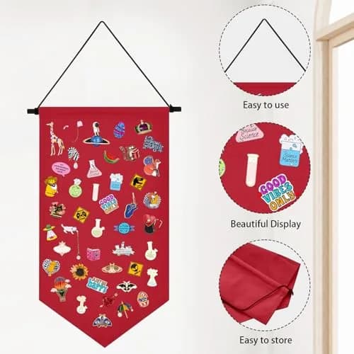 Winmany Enamel Pin Display Banner Wall Hanging Organizer 19.8 x 10.1 Inches | Space-Saving Collectible Display thumbnail 3