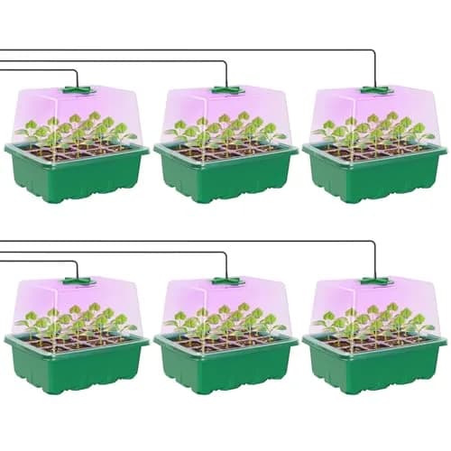 MIXC Green 6 Pack Seed Starter Kit with Grow Light & Humidity Dome | Indoor & Outdoor Plant Germination thumbnail 1