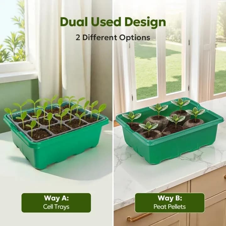 MIXC Green 6 Pack Seed Starter Kit with Grow Light & Humidity Dome | Indoor & Outdoor Plant Germination thumbnail 7