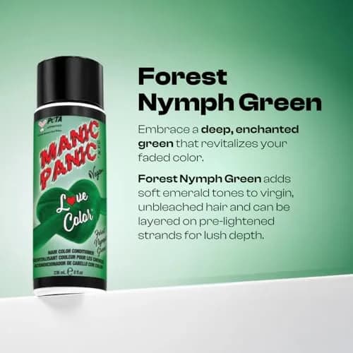Manic Panic Love Color Depositing Conditioner, Forest Nymph Green, 8oz | Nourishes & Refreshes Semi-Permanent Shades thumbnail 2