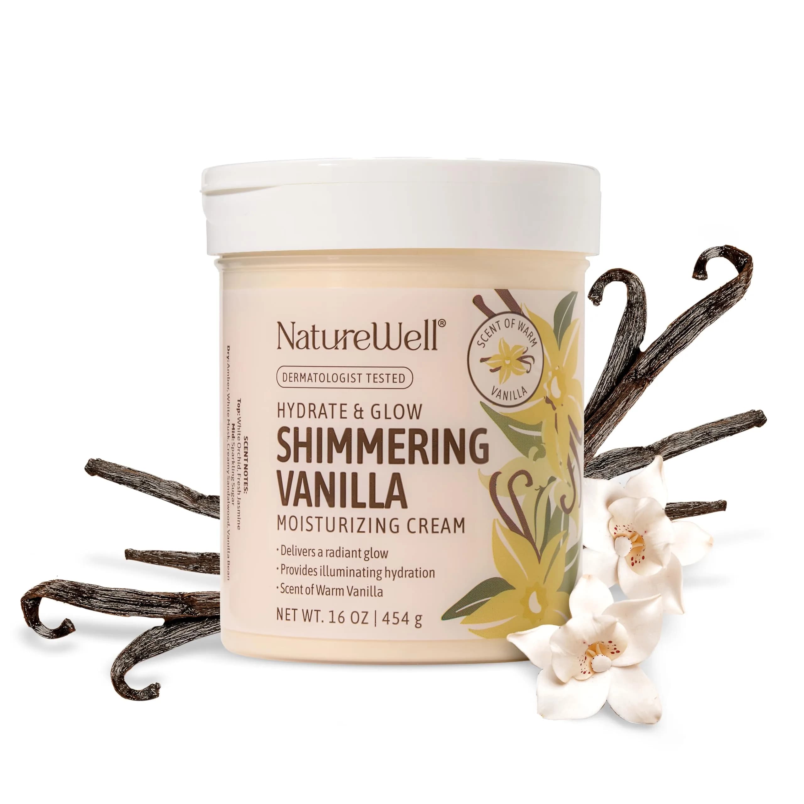 NATURE WELL Warm Vanilla Body Cream 473ml (16 Oz) | Hydrating & Softening for Dry & Sensitive Skin - main product image