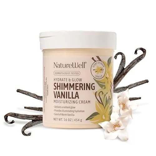 NATURE WELL Shimmering Vanilla Hydrate & Glow Moisturizing Cream 473ml (16 Oz) | Illuminating Hydration with Vitamins & Oils thumbnail 1