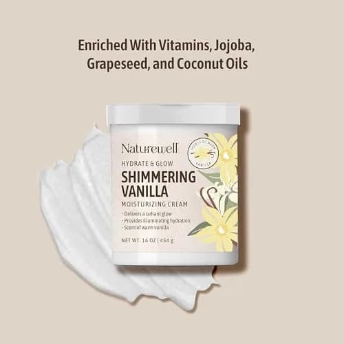 NATURE WELL Shimmering Vanilla Hydrate & Glow Moisturizing Cream 473ml (16 Oz) | Illuminating Hydration with Vitamins & Oils thumbnail 6