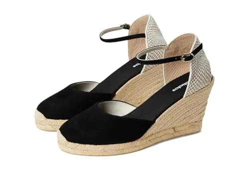 Soludos Marseille Wedge Espadrille 3.5 in Suede Black | Timeless Spanish Style with Modern Twist thumbnail 1