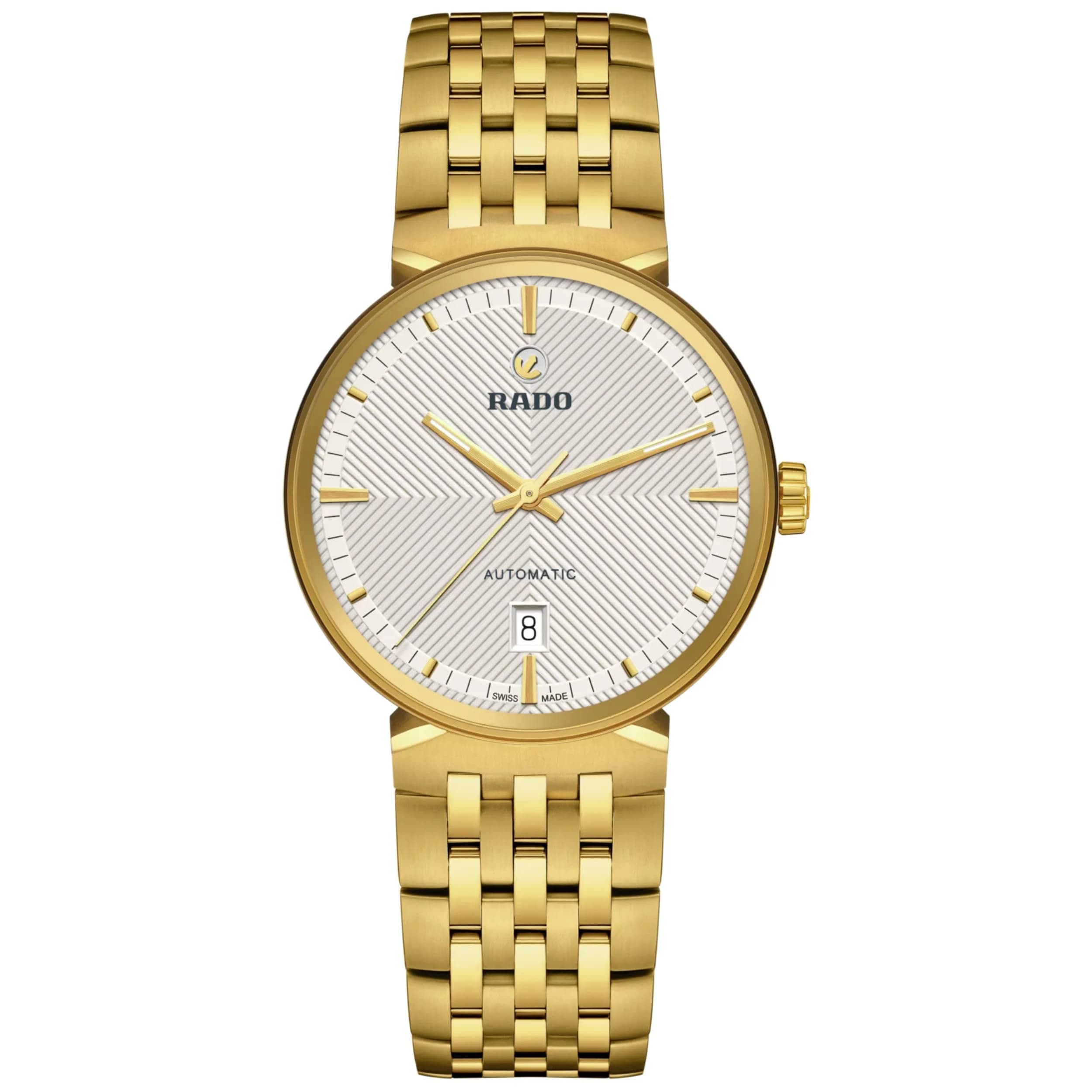 Rado Florence Open Heart Unisex Swiss Automatic Watch 39mm Silver-White Dial Gold Stainless Steel Bracelet