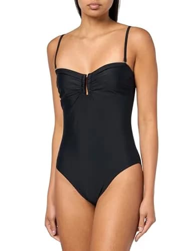 Kobi Halperin Women's Becca Bathingsuit, Black, Medium | Solid One Piece Swimsuit with Ties thumbnail 1