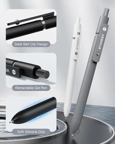 STAGEEK GX3 Black Gel Pens 0.7mm (6 Pens + 3 Refills) | Smooth Writing, Quick Dry, Soft Grip thumbnail 6